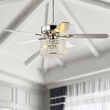 Brandy 52" Crystal Prism Drum LED Ceiling Fan With Remote - JONATHAN Y